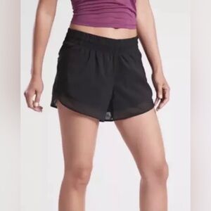 Athleta Black Mesh Racer Run 4” Athletic Shorts Womens Sz XXS Activewear